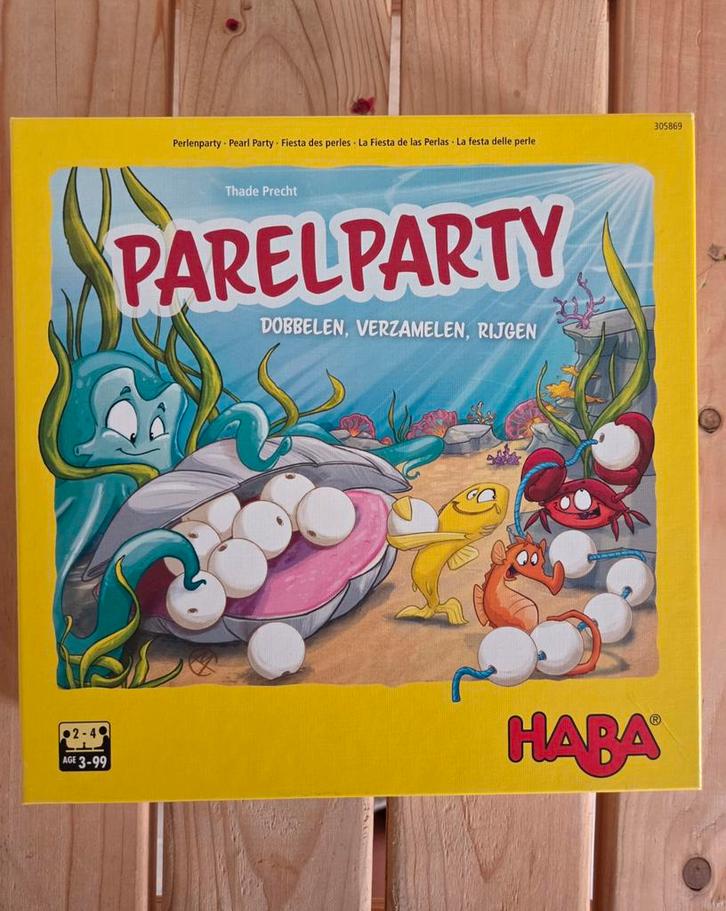 Parelfeestje spel - Haba, goed voor de motoriek., Hobby en Vrije tijd, Gezelschapsspellen | Bordspellen, Ophalen of Verzenden
