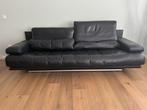 Rolf Benz zwart leren design bank, 3-zits met RVS voet, Huis en Inrichting, Ophalen, Gebruikt, Driepersoons, 75 tot 100 cm