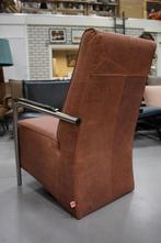 2 x luxe fauteuil Porto Jess Design metaal & leer cognac, Huis en Inrichting, Fauteuils, Ophalen, Zo goed als nieuw, Metaal, 50 tot 75 cm