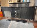 Zwart dressoir met lades en schuifdeuren, Huis en Inrichting, Ophalen, Overige materialen, Gebruikt, 150 tot 200 cm