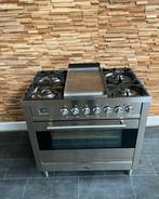 Luxe Fornuis Boretti 90 cm RVS 5 pits Frytop 1 grote oven, 60 cm of meer, 5 kookzones of meer, Vrijstaand, 90 tot 95 cm