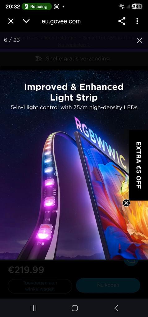 Govee LED Strip + 2 Lightbars - TV Ambilight, Huis en Inrichting, Lampen | Hanglampen, Ophalen of Verzenden