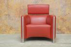 ZGANieuw rode leren Leolux Oblomov design fauteuil, 100 tot 125 cm, 75 tot 100 cm, Design, Metaal