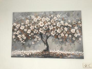Canvas schilderijen - Boom - Goud - Bloemen - Abstract beschikbaar voor biedingen