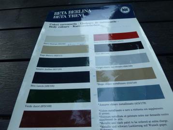 KLEUREN MOGELIJKHEDEN BLAD voor de LANCIA TREVI 1972 beschikbaar voor biedingen