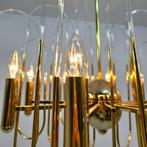 Kroonluchter Sciolari jaren 70 messing met glas mid century, Ophalen of Verzenden, Gebruikt, Glas