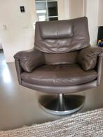 Leolux luxe leren fauteuil, eenpersoons, donkergrijs, Huis en Inrichting, Fauteuils, Ophalen, Stoer, Zo goed als nieuw, 75 tot 100 cm