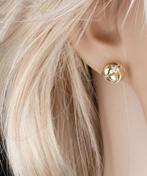 14K bicolor goud - witgoud knopjes roos bloem met zirkonia, Sieraden, Tassen en Uiterlijk, Oorbellen, Ophalen of Verzenden, Nieuw