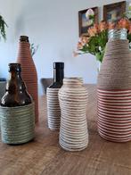 Vazen van flesjes, zelfgemaakt, macramé, Overige kleuren, Nieuw, Ophalen of Verzenden, Glas