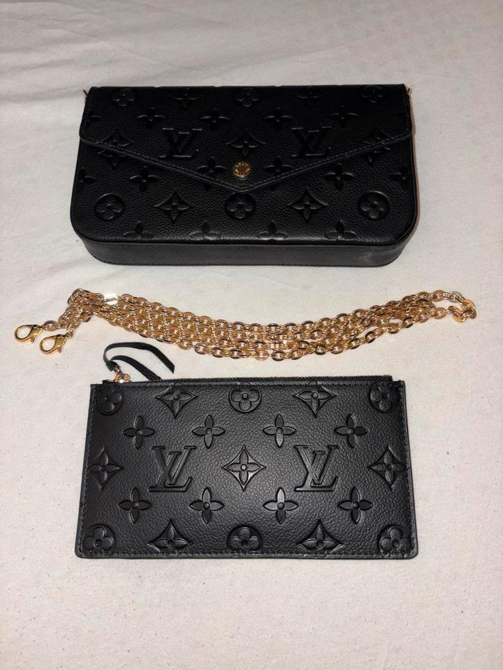 Louis Vuitton Pochette Félicie - Zwart, Sieraden, Tassen en Uiterlijk, Tassen | Damestassen, Zo goed als nieuw, Avondtasje, Zwart