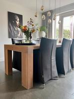 6x Bert Plantagie Jade lederen eetkamerstoelen, Huis en Inrichting, Stoelen, Ophalen, Gebruikt, Bruin, Leer