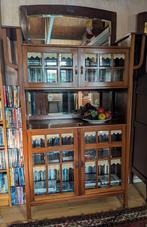 Mahonie houten vitrine/ buffet kast 30 geslepen raampjes, Antiek en Kunst, Curiosa en Brocante, Ophalen
