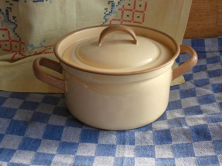 emaille ketel/ kookpan/ ketel met deksel, Antiek en Kunst, Antiek | Emaille, Ophalen of Verzenden