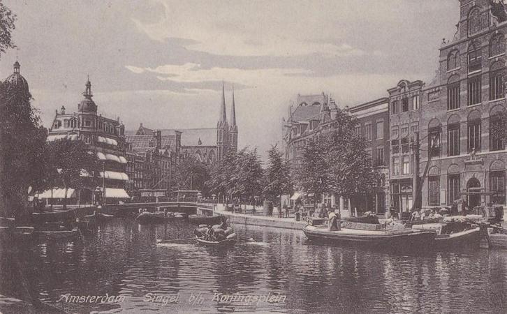 amsterdam koningsplein  singel boten ca 1920, Verzamelen, Ansichtkaarten | Nederland, Noord-Brabant, Ophalen of Verzenden