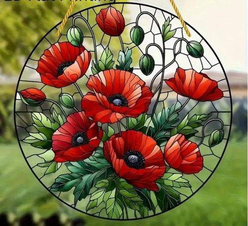 Raamhanger klaproos #2, Tuin en Terras, Tuinwanddecoratie, Nieuw, Verzenden