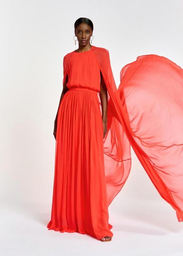 Essentiel Antwerp smashing cape dress 38, Kleding | Dames, Jurken, Nieuw, Maat 38/40 (M), Rood, Onder de knie, Ophalen of Verzenden