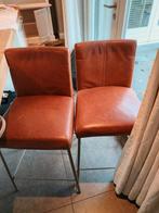 Twee leren barkrukken, Huis en Inrichting, Barkrukken, Gebruikt, Met voetsteun, 60 tot 90 cm, Ophalen of Verzenden