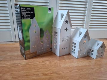 Metalen huisjes kaarsenhouders - set van 3 beschikbaar voor biedingen