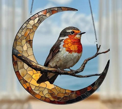 Raamhanger roodborst met de maan, Tuin en Terras, Tuinwanddecoratie, Nieuw, Verzenden
