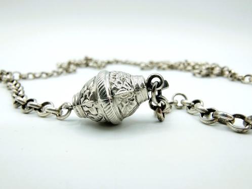 Zilveren jasseronketting met zilveren slot, 77 cm, Sieraden, Tassen en Uiterlijk, Kettingen, Gebruikt, Zilver, Zilver, Verzenden