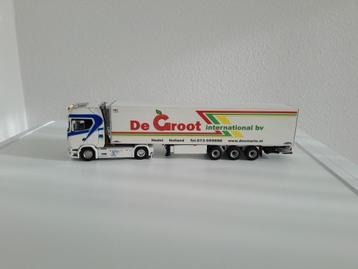 Scania Zandspuiten Transport met De Groot Hedel koeltrailer  beschikbaar voor biedingen