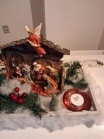 KERST STALLETJE OP HOUTEN PLAAT MET ACCESSOIRES, Diversen, Kerst, Ophalen of Verzenden, Zo goed als nieuw