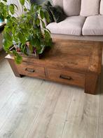 Teakhouten salontafel met lades, Gebruikt, 100 tot 150 cm, Teakhout, Ophalen of Verzenden
