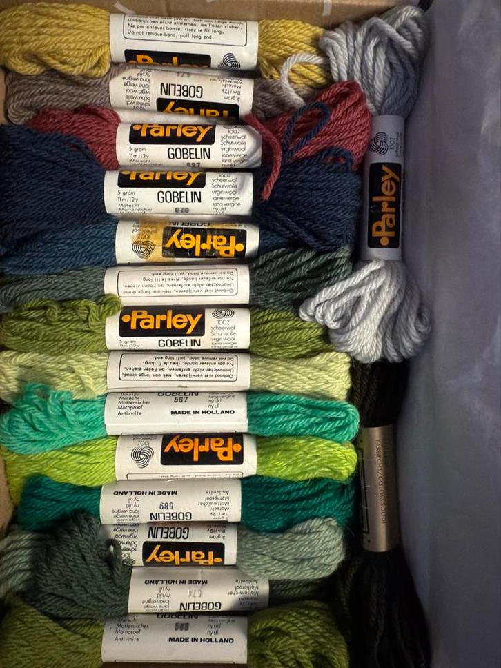 Parley Gobelin Borduurwol -groentinten, Hobby en Vrije tijd, Borduren en Borduurmachines, Nieuw, Borduurgaren of Zijde, Handborduren