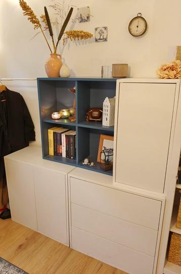 EKET Kast met 4 vakken, blauwgroen, 70x25x70cm