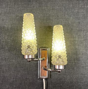 duo wandlamp verchroomd metalen armatuur jaren ’60 vintage beschikbaar voor biedingen