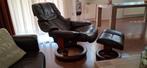 Draaibare relaxstoel (stressless) van echt leer incl hocker, Huis en Inrichting, Ophalen, Gebruikt, Leer