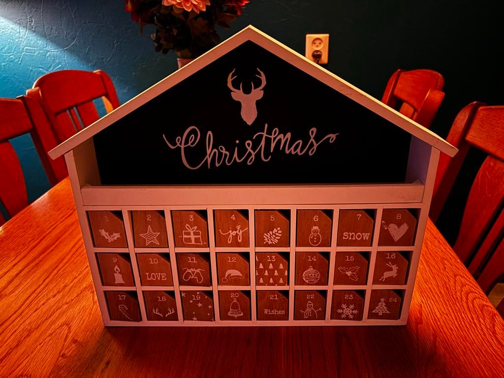 Houten Adventskalender, Hobby en Vrije tijd, Ophalen of Verzenden, Gebruikt, Versiering, Overige