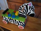 Houten Zebra Loopwagen met Vormenstoof, Ophalen, Zo goed als nieuw