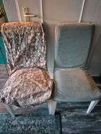 4 Eetkamerstoelen met Verschillende Hoezen, Ophalen, Hout, Gebruikt, Overige kleuren