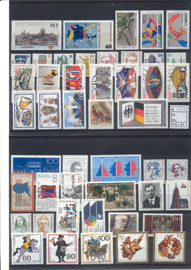 Duitsland, Bund, BRD, 1989, postfris compleet., Postzegels en Munten, Postzegels | Europa | Duitsland, Postfris, BRD, Verzenden