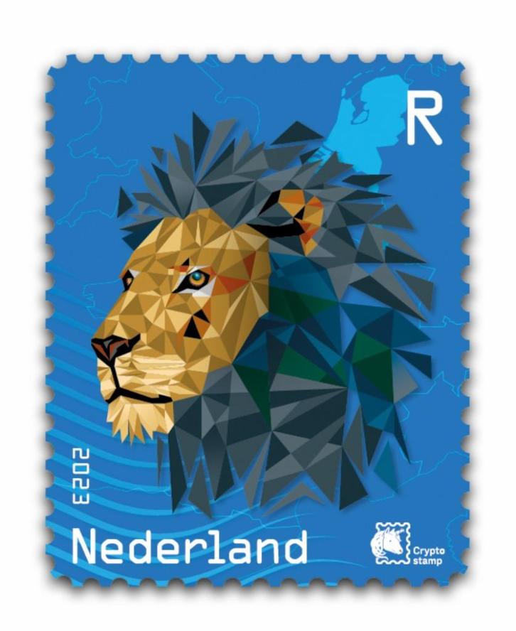 Crypto postzegel Leeuw 2023 Blauw, Postzegels en Munten, Postzegels | Nederland, Postfris, Na 1940, Ophalen of Verzenden
