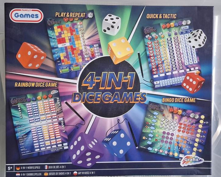 Spellendoos 4-in-1 Dice Games ZGAN, Hobby en Vrije tijd, Gezelschapsspellen | Bordspellen, Zo goed als nieuw, Een of twee spelers