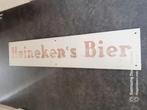 Mooie Heineken.s bier bord aluminium 143 l 29 h, Verzamelen, Biermerken, Ophalen of Verzenden, Zo goed als nieuw, Reclamebord, Plaat of Schild