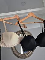 Crème&zwarte BH's ook als halter/strapless te dragen 95D/85D, Verzenden, Zwart, BH