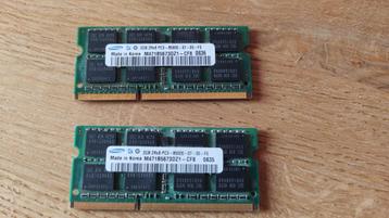 2X Samsung 2GB 2Rx8 PC3-8500S-07-00-F0 SO-DIMM geheugen