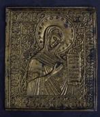 Antiek bronzen icoon, Moeder Gods Deesis, Rusland 19e eeuw, Antiek en Kunst, Ophalen of Verzenden