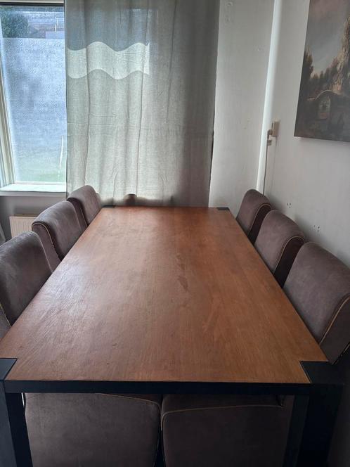 Opknap eethoek / tafel met 6 stoelen, Huis en Inrichting, Tafels | Eettafels, Gebruikt, 50 tot 100 cm, 200 cm of meer, Vijf personen of meer
