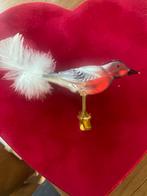 Oude antieke vintage kerstbal/kerstornament/clip vogel rood, Diversen, Kerst, Ophalen of Verzenden, Nieuw