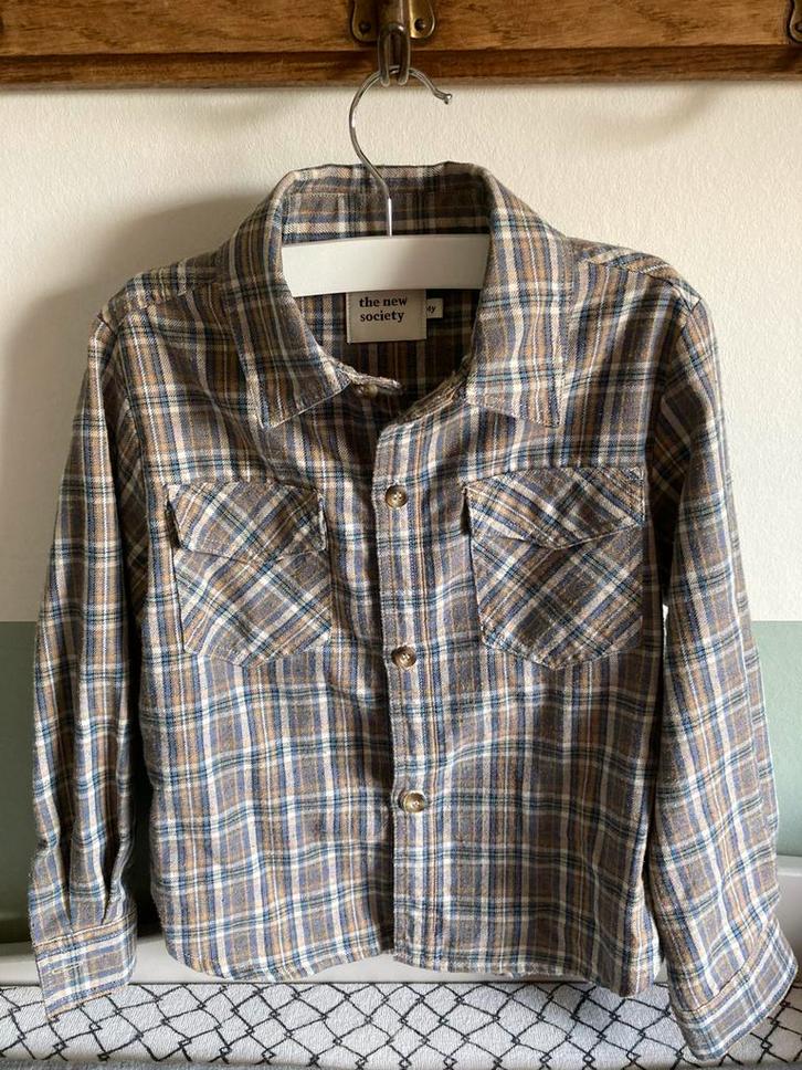 Blouse The New Society geruit mt 104, Kinderen en Baby's, Kinderkleding | Maat 104, Zo goed als nieuw, Jongen, Overhemd of Blouse