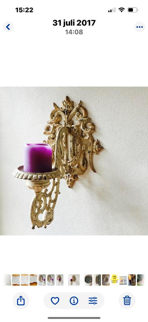 Wand kandelaars twee stuks, Huis en Inrichting, Woonaccessoires | Kandelaars en Kaarsen, Gebruikt, Kandelaar, Metaal, Wit, Crème