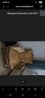 Bergere fauteuils Louis X1V, Huis en Inrichting, Fauteuils, Ophalen, Gebruikt, 75 tot 100 cm, Stof