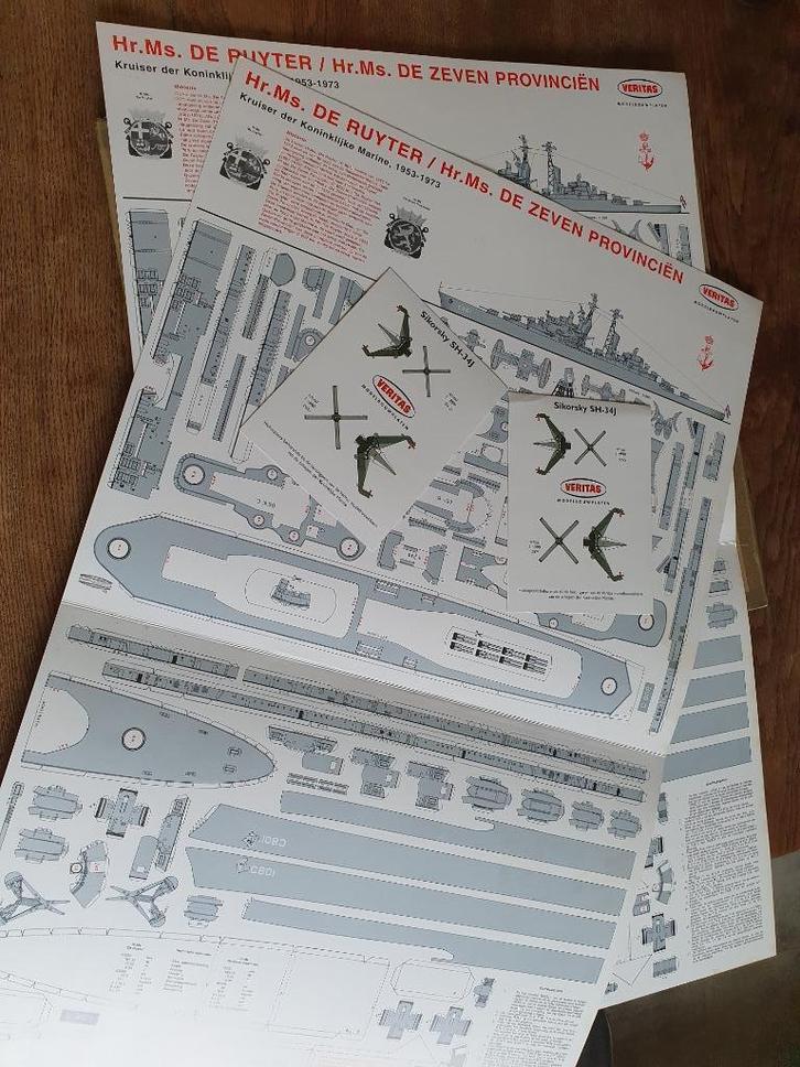 Bouwplaten kruisers De Ruyter, De Zeven Provinciën 1:300, Hobby en Vrije tijd, Modelbouw | Boten en Schepen, Nieuw, 1:200 of kleiner