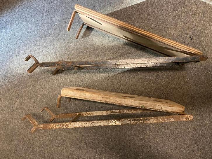 Set van twee antieke ladderstoelen, Doe-het-zelf en Verbouw, Ladders en Trappen, Gebruikt, Ladder, Minder dan 2 meter, Ophalen of Verzenden