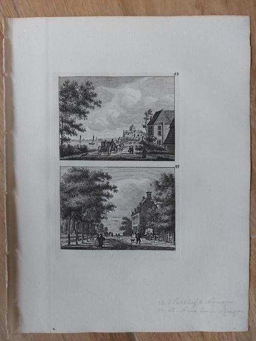 Valkhof + St,. Anna Nijmegen  - Unieke kopergravure 18e eeuw, Antiek en Kunst, Kunst | Etsen en Gravures, Ophalen of Verzenden