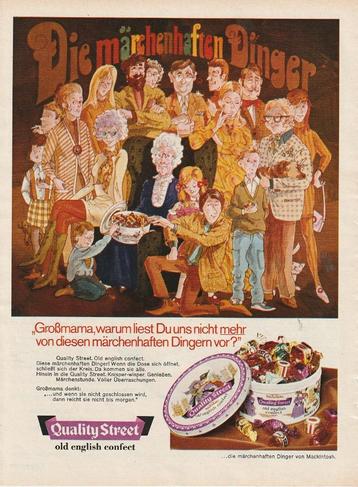 Retro reclame 1971 Quality Street chocolade bonbons beschikbaar voor biedingen